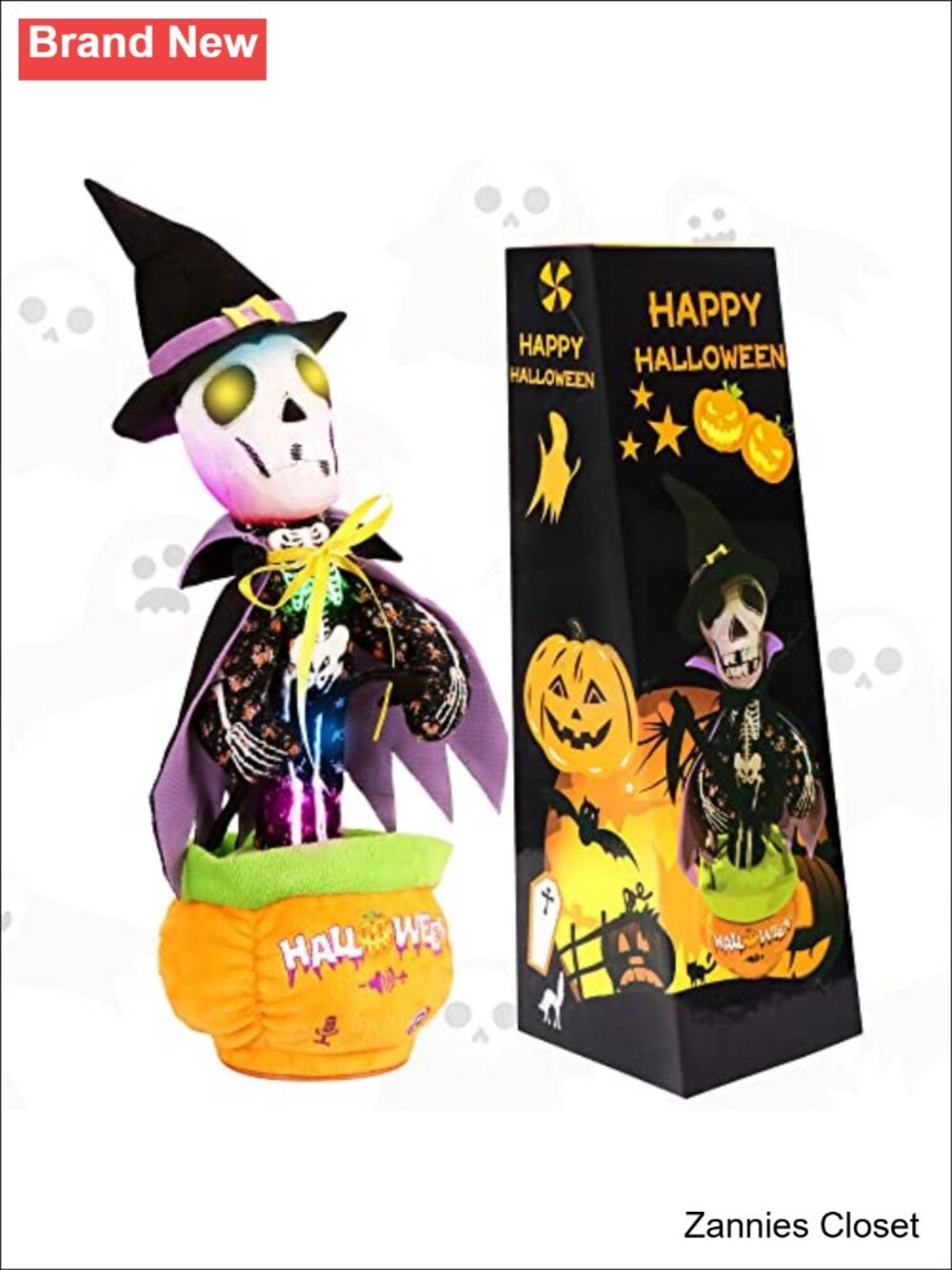 👻 Halloween Skull Talking Singing Repeating Shaking Dancing Skeleton Plush Toy
